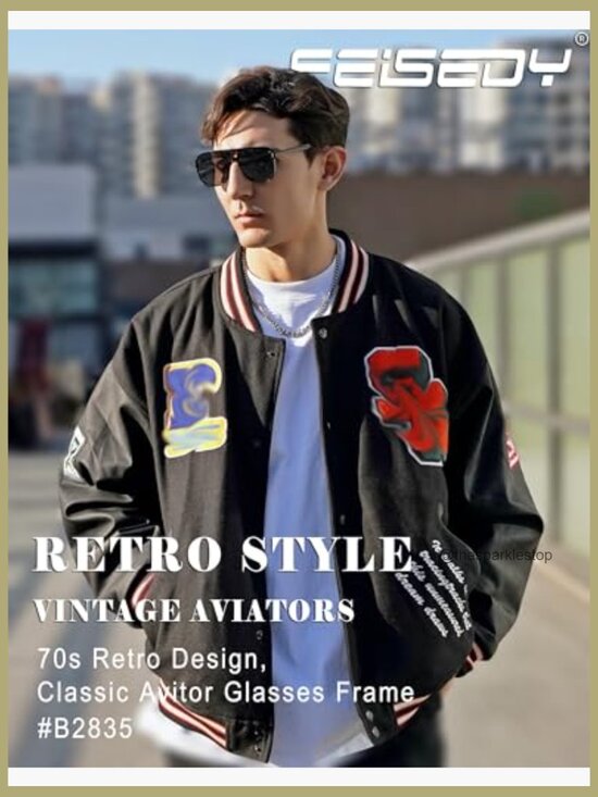 Retro Square Aviator Sunglasses, Plastic Frame, UV400 Protection, Non-Polarized main image 5